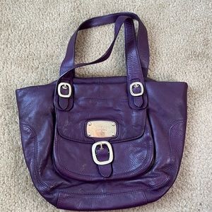 Micheal Kors purple leather tote bag